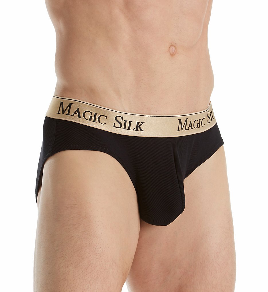 Magic Silk 6387 Silk Blend Ribbed Low Rise Bikini (Black)