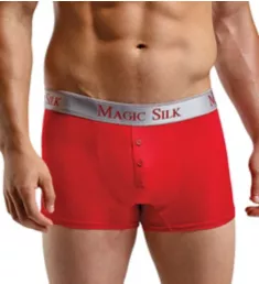 100% Silk Knit Button Boxer Brief Red L