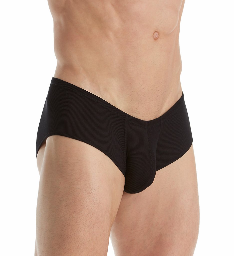 Magic Silk 7007 Silk Blend Ribbed Mini Pouch Briefs (Black)
