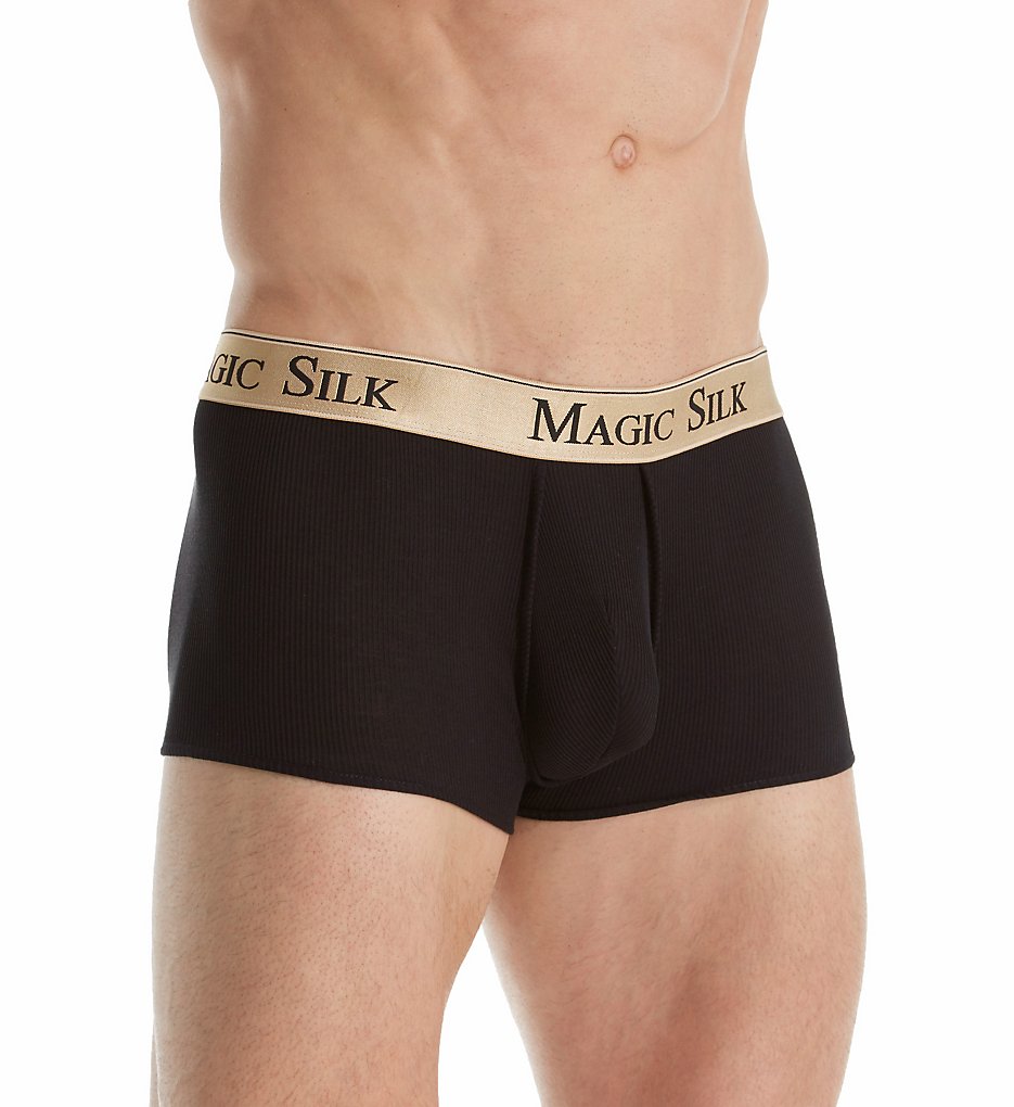 Magic Silk 7187 Silk Blend Ribbed Pouch Trunk (Black)