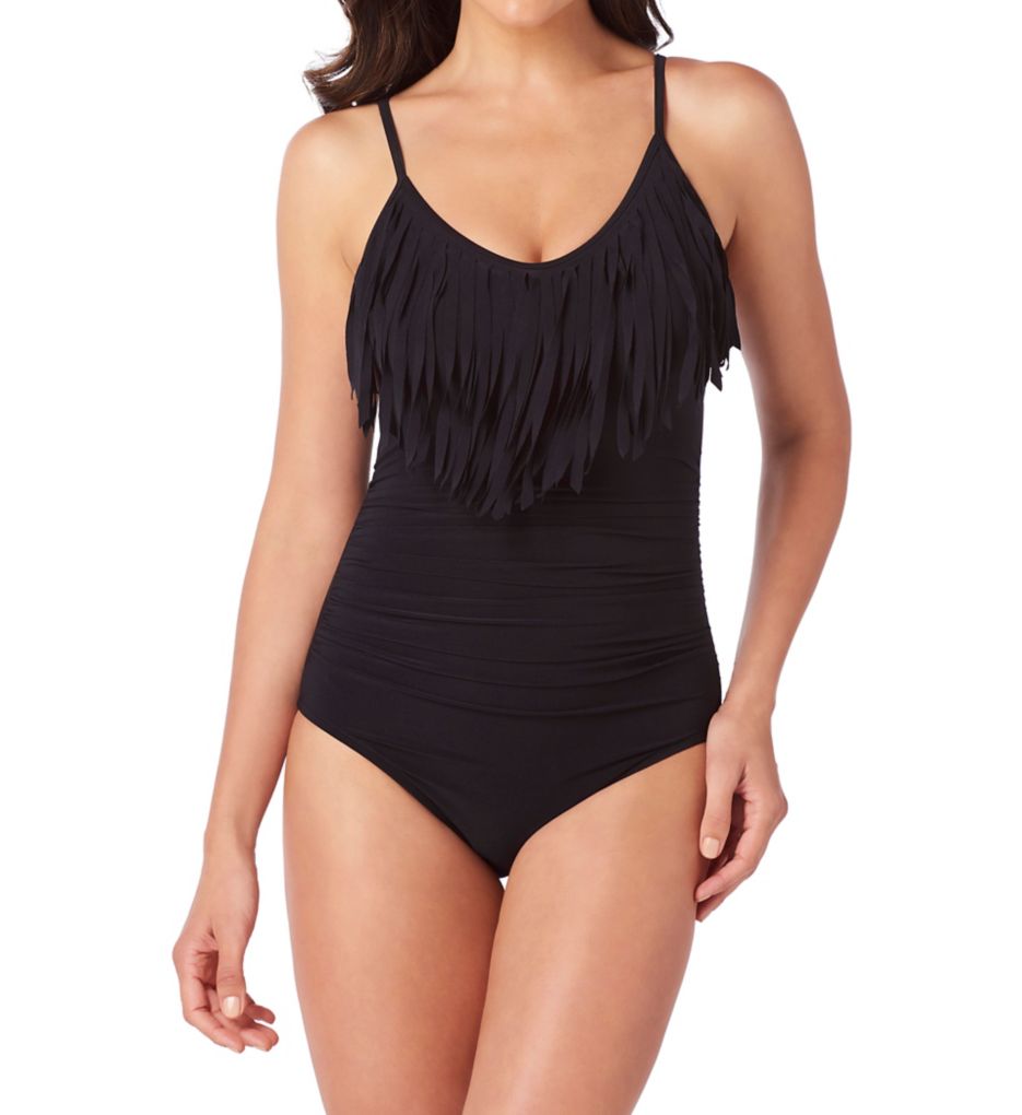 Solid Blaire Underwire Fringe One Piece Swimsuit