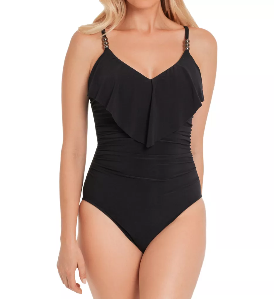 Solid Isabel Underwire One Piece Swimsuit Black 8