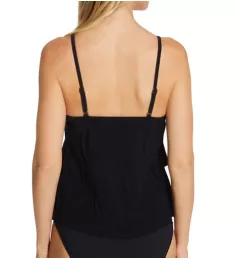 Solid Rita Wireless Ruffle Tankini Swim Top Black 8