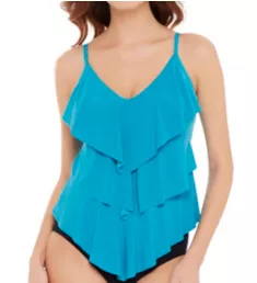 Solid Rita Wireless Ruffle Tankini Swim Top