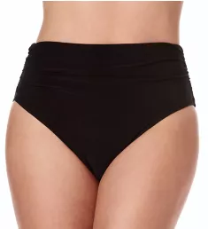 Solid Jersey Shirred Brief Swim Bottom Black 8