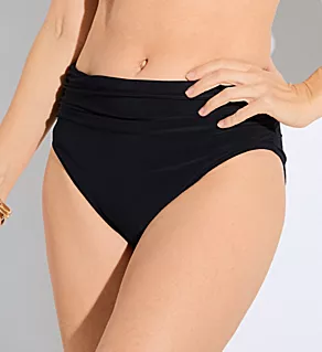 Solid Jersey Shirred Brief Swim Bottom Black 18