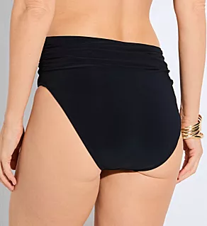 Solid Jersey Shirred Brief Swim Bottom Black 18