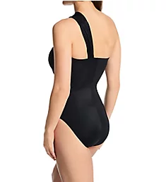 Solid Goddess One Shoulder One Piece Swimsuit Black 10