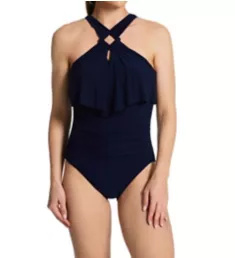 Square Cut Liza One Piece Swimsuit Navy 8