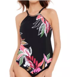 In Place Angelika Tankini Swim Top Black Print 8