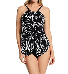 Chicly Shaded Jill One Piece Swimsuit Black White 10
