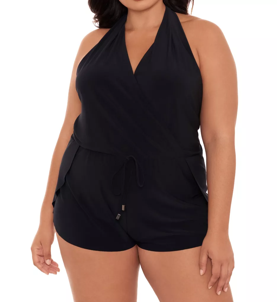 Plus Size Bianca Romper One Piece Swimsuit Black 16W