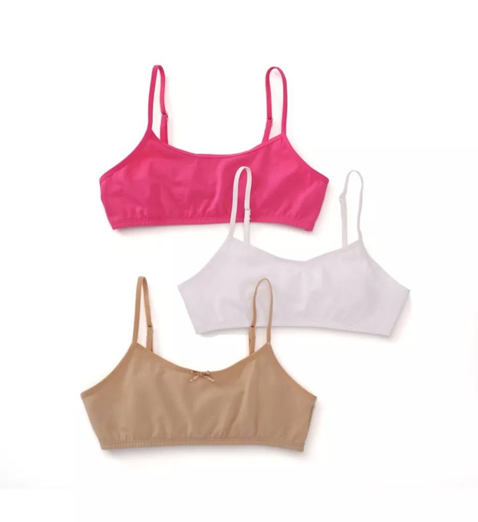 Classic Cotton Crop Bralette - 3 Pack Nude/White/Pink M