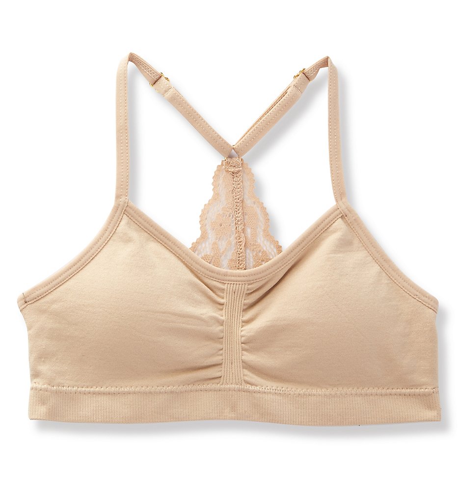 Maidenform Girl - Maidenform Girl H4254 Seamfree Ruched Crop Lace Back Bralette (Nude S)