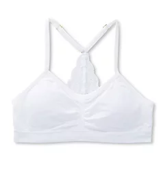 Seamfree Ruched Crop Lace Back Bralette White S