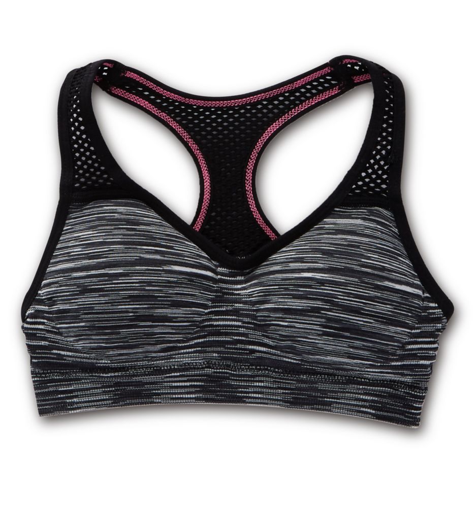 Victoria Sport Secret Womens Sport Bra Top Black V Neck Racerback