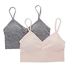 Seamfree Ruched Longline Bralette - 2 Pack Heather Gray + Pearl S