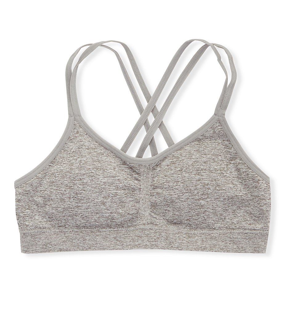 Maidenform Girl Strappy Back Ruched Crop Bralette in Heather Grey (MB2104)