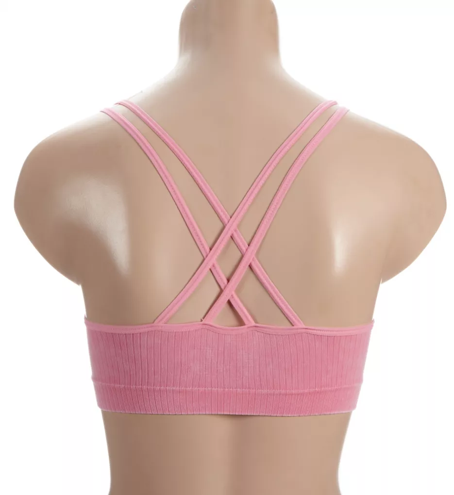 Strappy Back Ruched Crop Bralette Pink Carnation S