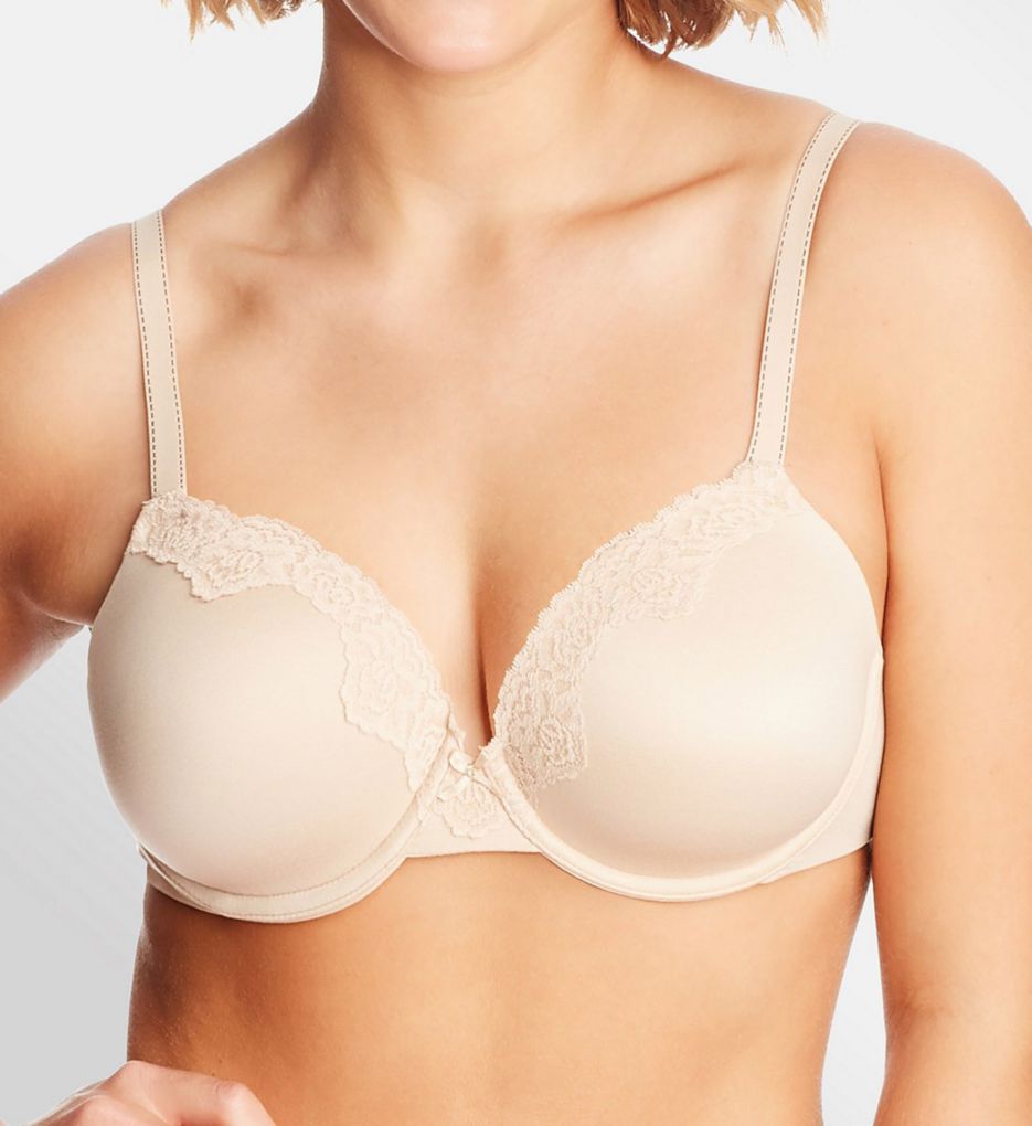 Maidenform Bra 34A Full Coverage Beige Tan Lace Band Underwire Push up  15763