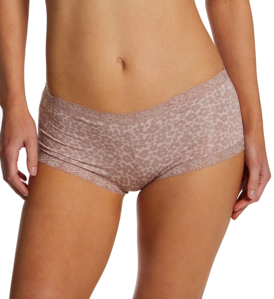 Maidenform Women's Classics Microfiber and Lace Boyshort Panty in Pink | Plus Size 5 | HerRoom.com