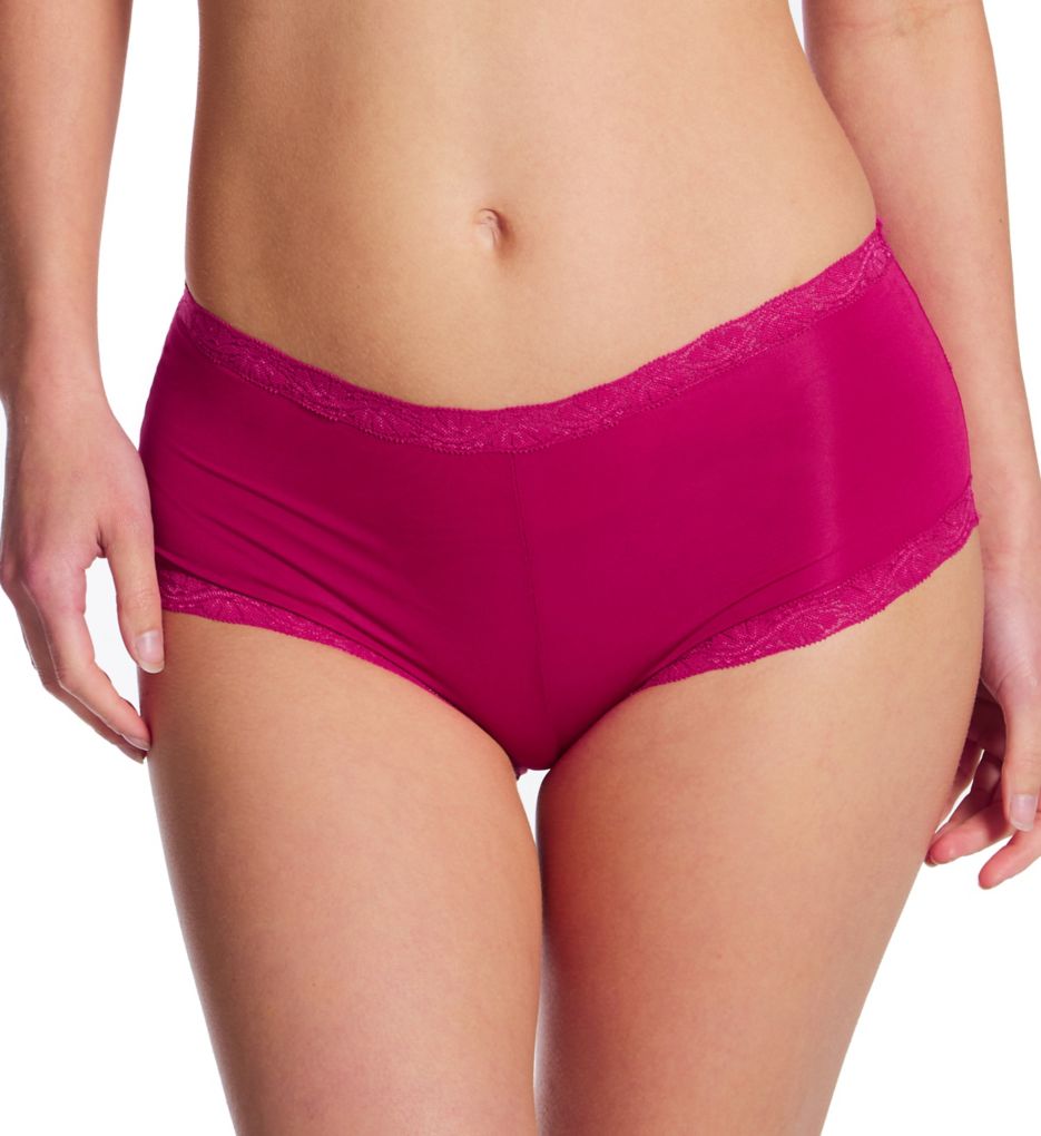 Maidenform Women's Classics Microfiber and Lace Boyshort Panty in Red | Plus Size 8 | HerRoom.com