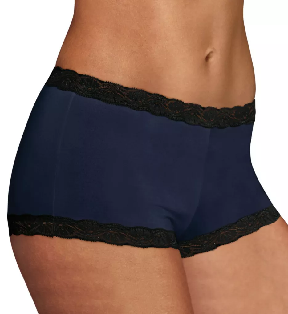 Classics Microfiber and Lace Boyshort Panty Navy with Black 5
