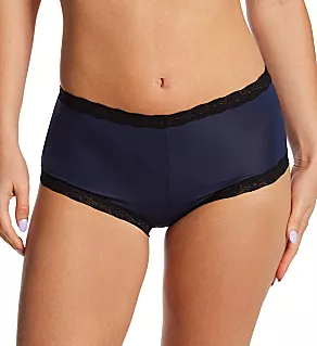 Classics Microfiber and Lace Boyshort Panty Navy with Black 5
