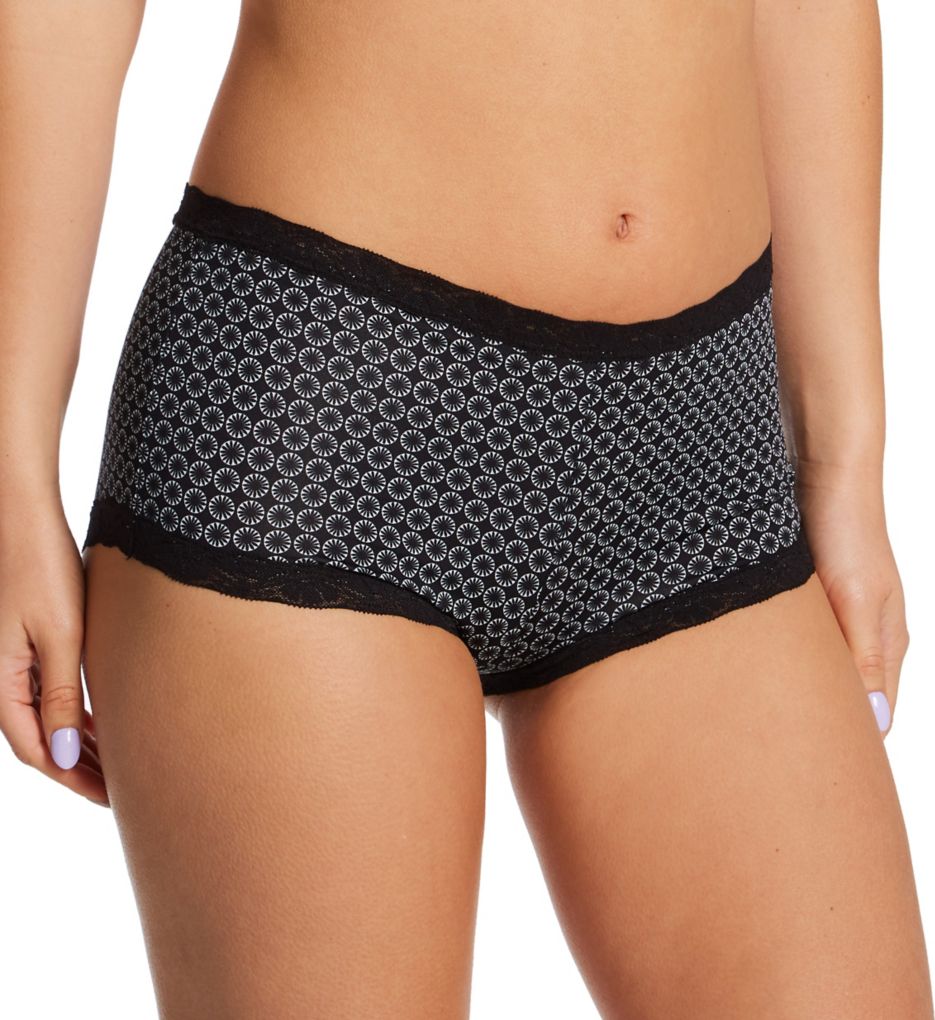 Maidenform Women's Classics Microfiber and Lace Boyshort Panty in New Geo Snowflake | Plus Size 9 | HerRoom.com