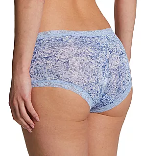 Classics Microfiber and Lace Boyshort Panty White/Sky Blue Floral 6