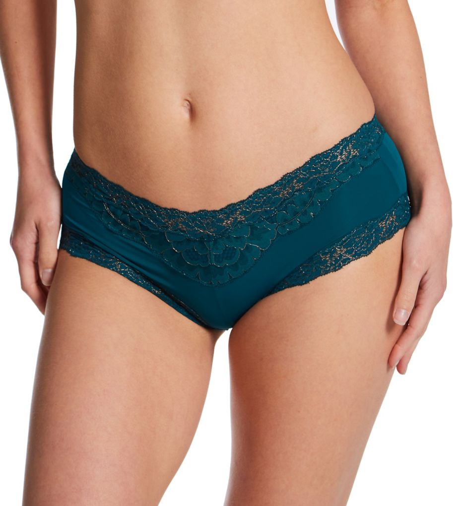 Maidenform Women's Cheeky Microfiber Hipster Panty with Lace in Green | Size 6 | HerRoom.com