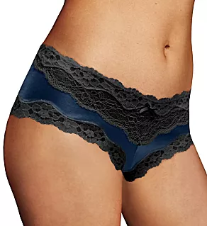 Cheeky Microfiber Hipster Panty with Lace Navy/Black 5