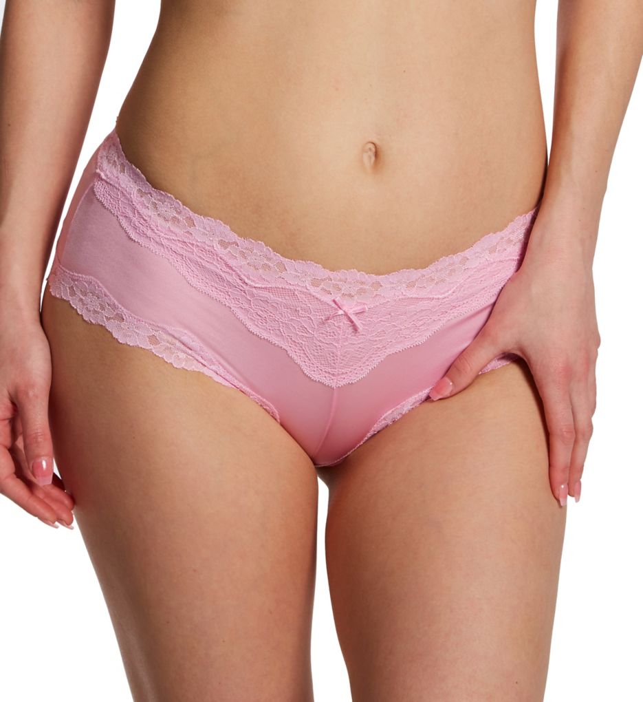 Maidenform Women's Cheeky Microfiber Hipster Panty with Lace in Whimsy Pink | Size 6 | HerRoom.com
