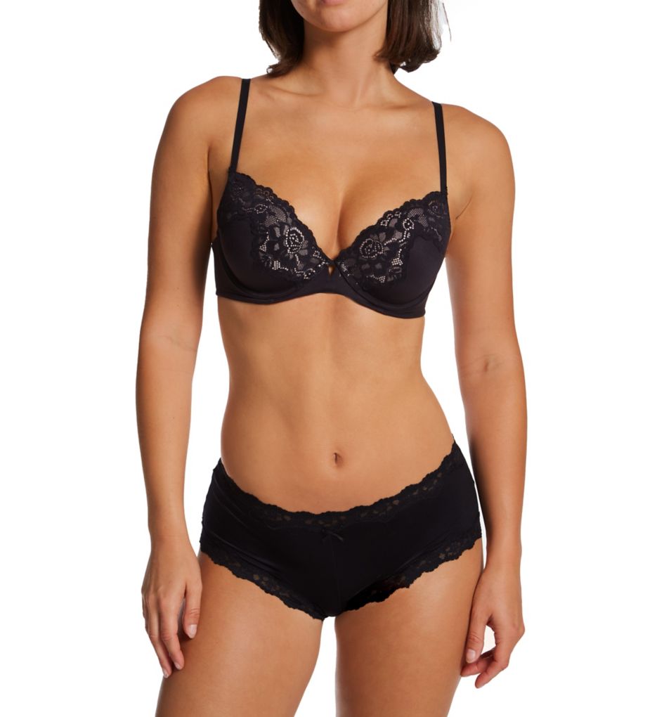 Maidenform Women's Cheeky Scalloped Lace Hipster - Black with Rum