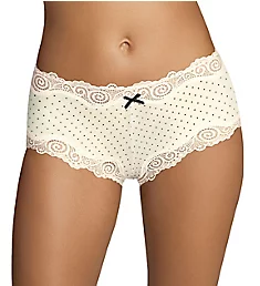 Cheeky Scalloped Lace Hipster Panty Pearl/Black Pin Dot 5