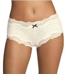 Cheeky Scalloped Lace Hipster Panty Pearl/Black Pin Dot 5