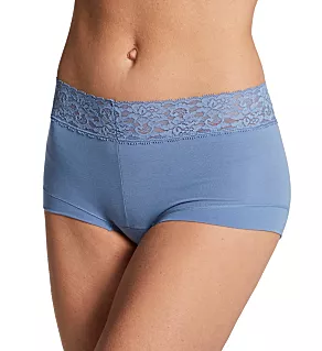 Dream Cotton Boyshort Panty with Lace Denim Jacket Blue Hthr 5