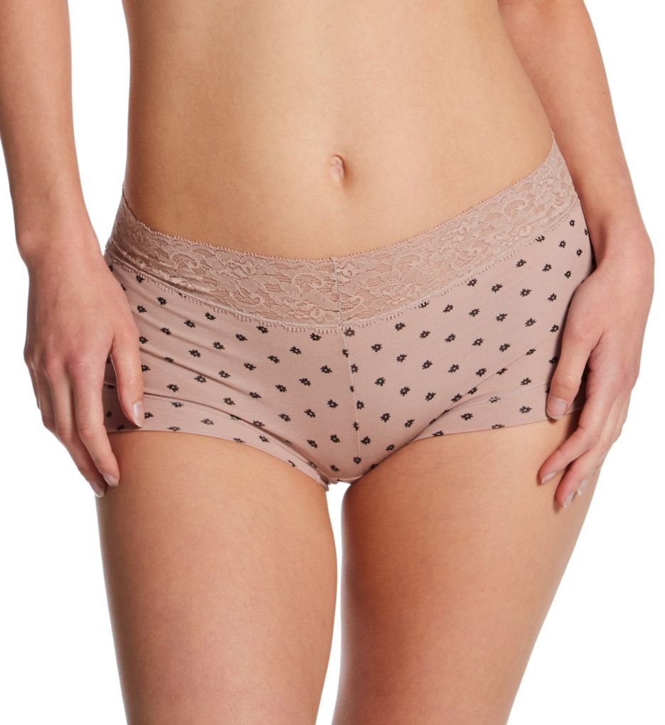 Maidenform Women's Dream Cotton Boyshort Panty with Lace in Evening Blush Daisy | Size 8 | HerRoom.com