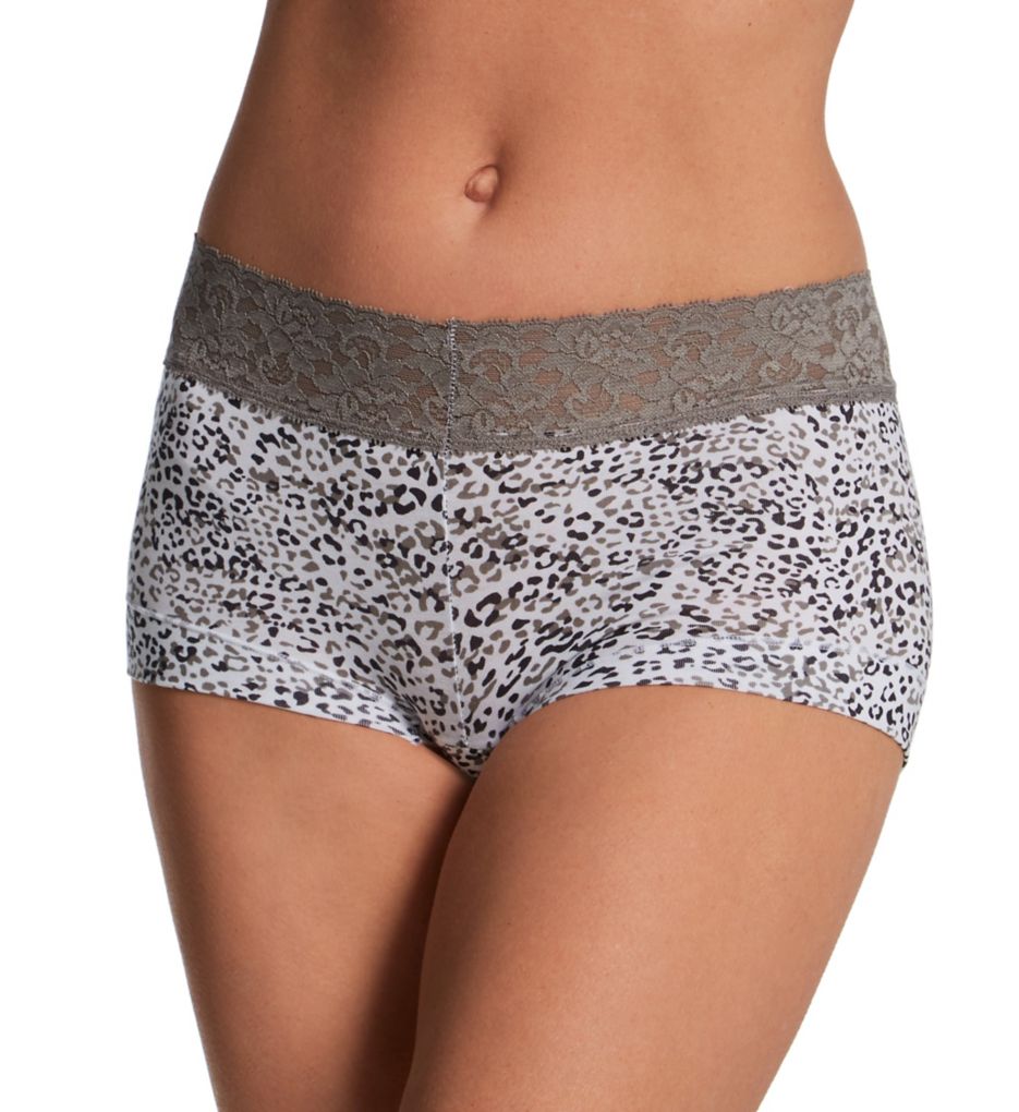 Maidenform Women's Dream Cotton Boyshort Panty with Lace in Grey | Size 5 | HerRoom.com