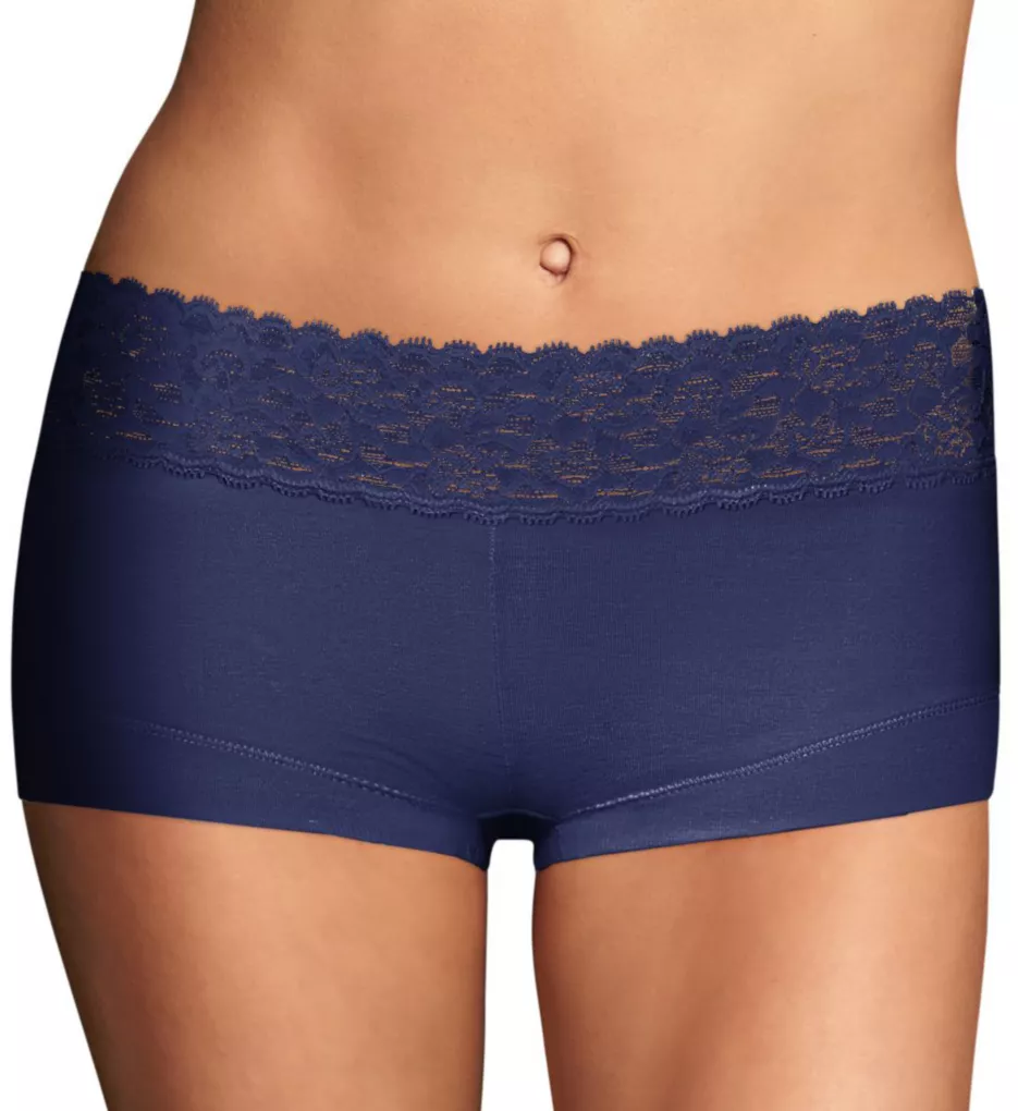 Dream Cotton Boyshort Panty with Lace Navy 5