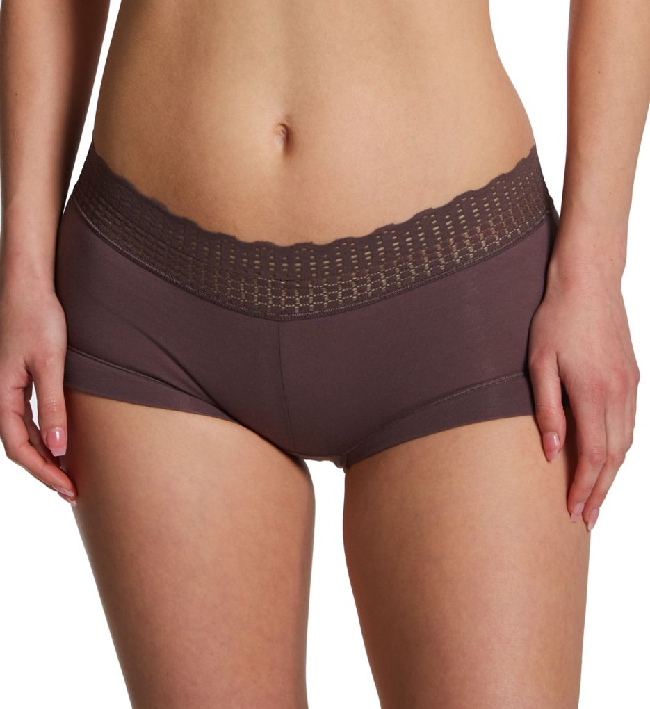 Maidenform Women's Dream Cotton Boyshort Panty with Lace in Beige | Size 5 | HerRoom.com