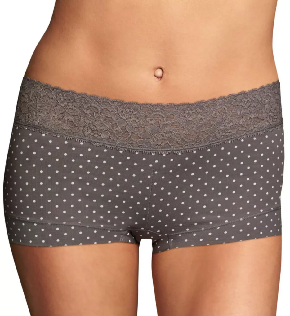 Dream Cotton Boyshort Panty with Lace Steel Grey Dot 5