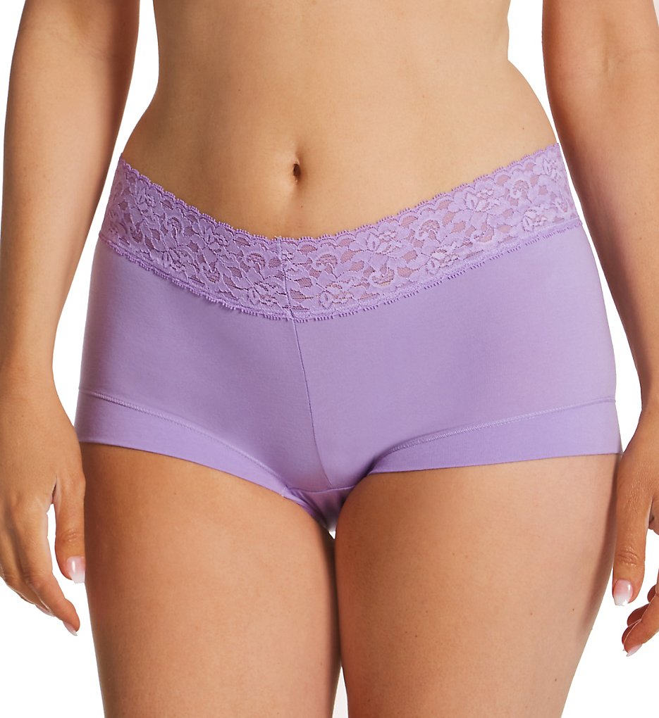 Maidenform >> Maidenform 40859 Dream Cotton Boyshort Panty with Lace (Sweetened Lilac 5)