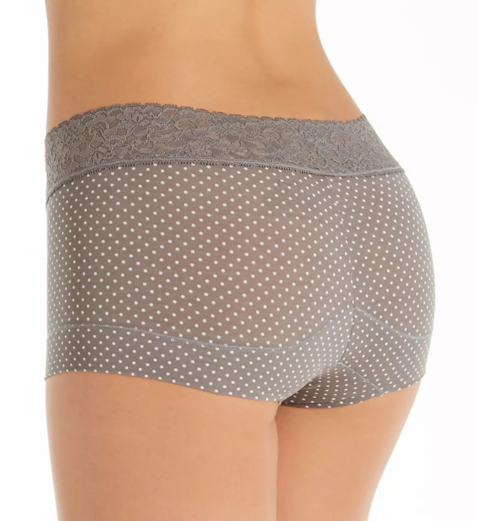 Dream Cotton Boyshort Panty with Lace Steel Grey Dot 5