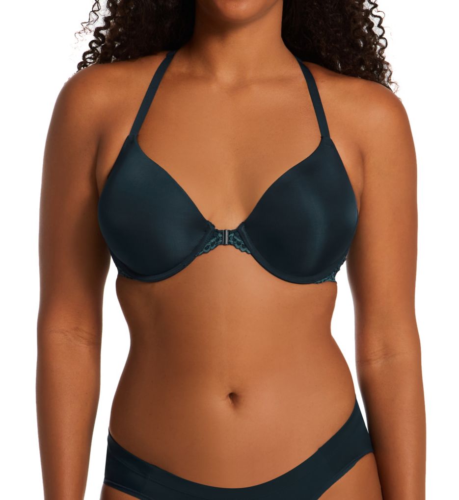Maidenform One Fab Fit Lace T-back Shaping Underwire Front Close Bra 7112  In Urchin Teal