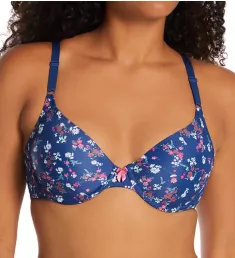 One Fab Fit Original Tailored Demi T-Shirt Bra Windy Wildflower Navy 34B