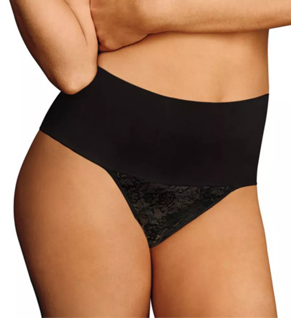 Tame Your Tummy Lace Thong Black Lace S