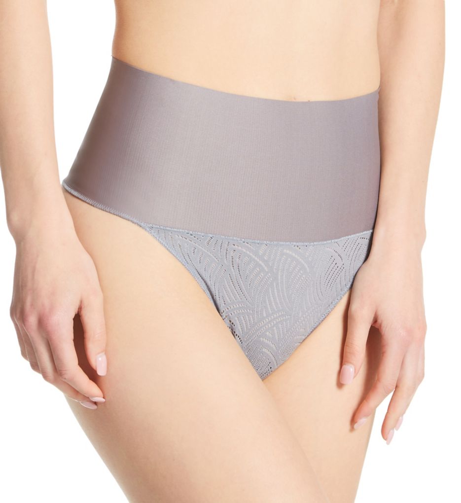 Maidenform Women's Tame Your Tummy Lace Thong Panty in Grey | Size XL | HerRoom.com