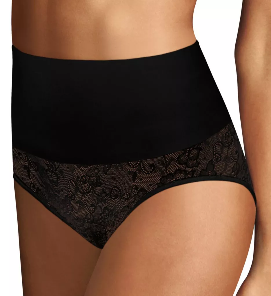 Tame Your Tummy Brief Panty Black W/ Black Lace S