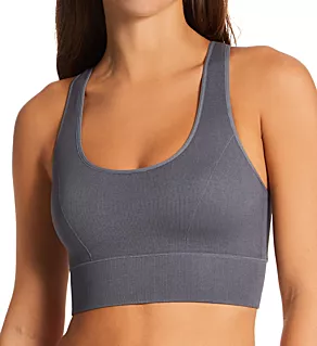 Pure Comfort Feel Good Seamless Crop Tank Bra Silver Lining M